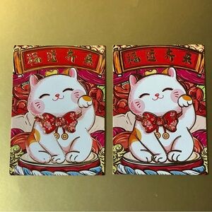 Girly Cat with Red Bow Paper Red Envelope